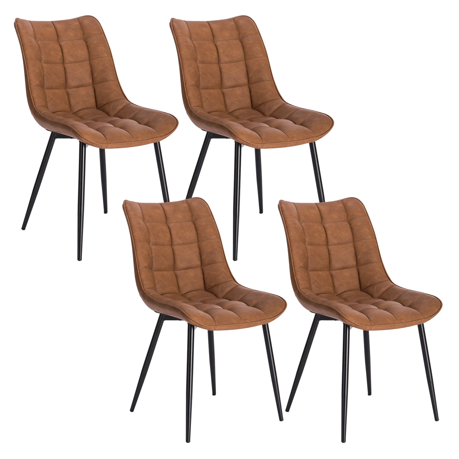 4PCs/Set Faux Leather/Fabric/Velvet/Linen Kitchen Chair Dining Chairs Stable Metal Legs Upholstered Seat Kitchen Furniture - Image 2