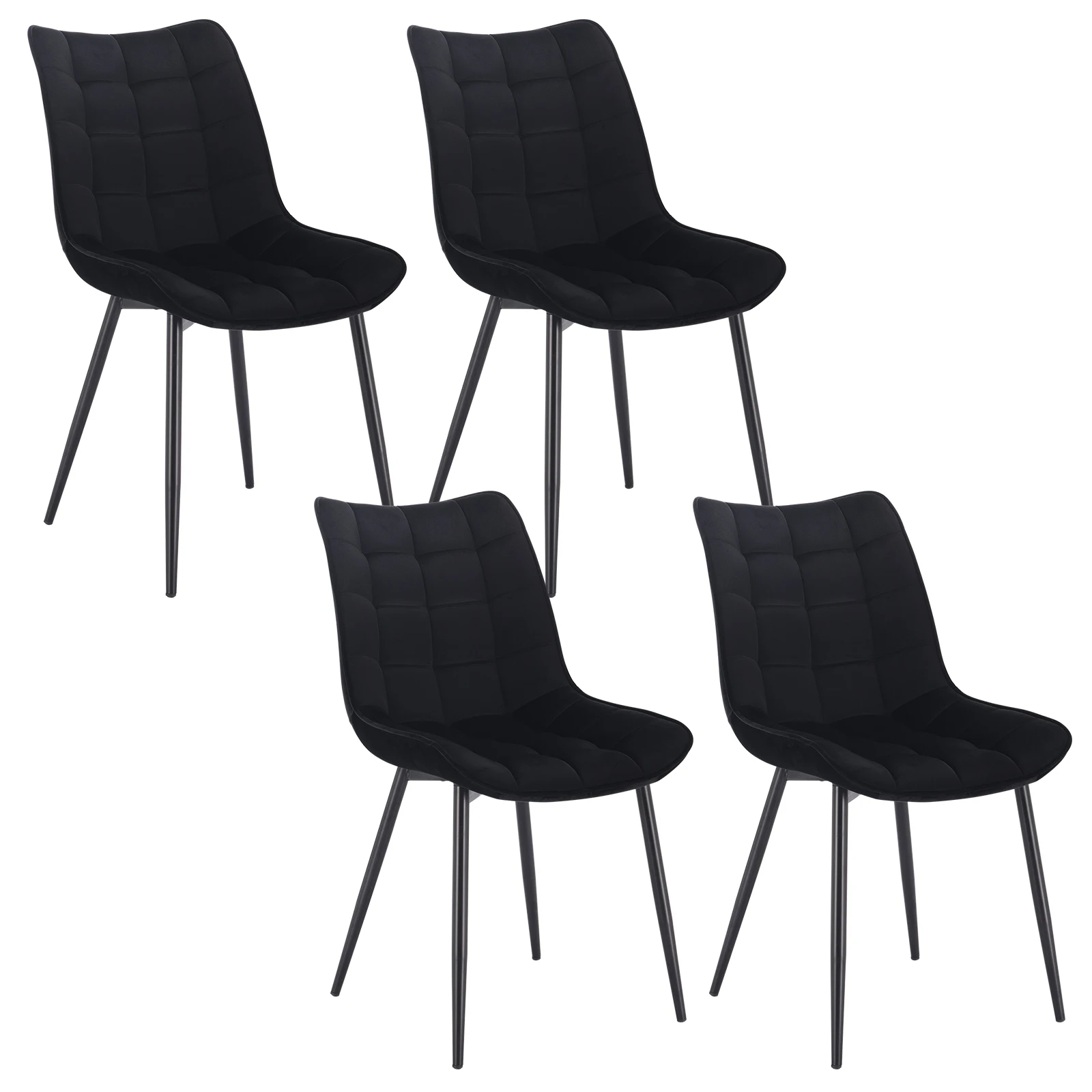 4PCs/Set Faux Leather/Fabric/Velvet/Linen Kitchen Chair Dining Chairs Stable Metal Legs Upholstered Seat Kitchen Furniture - Image 3