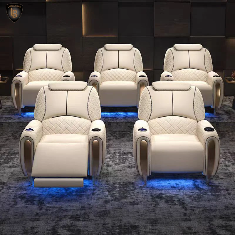 Hot Sales Luxury Custom Multi-Functional Home Theater Electric Sofa Chair Recliner Leather LED Massage for Couples Excellent for